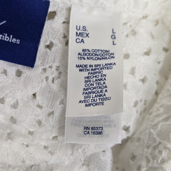 JH Collectibles White Lace Button Up Shirt Womens Large 3/4 Sleeve Sheer (917) - Picture 7 of 7